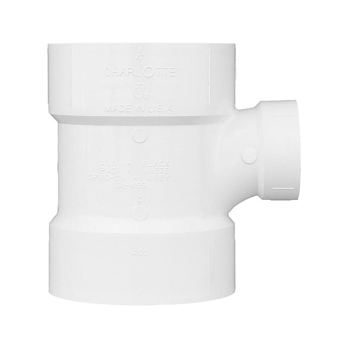 Charlotte Pipe - PVC004011600 - 1-1/2 in. Hub x 4 in. Dia. Hub PVC Sanitary Tee