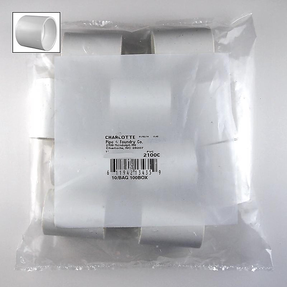 Charlotte Pipe - PVC02100C0600 - Schedule 40 1/2 in. Slip x 1/2 in. Dia. Slip PVC Coupling
