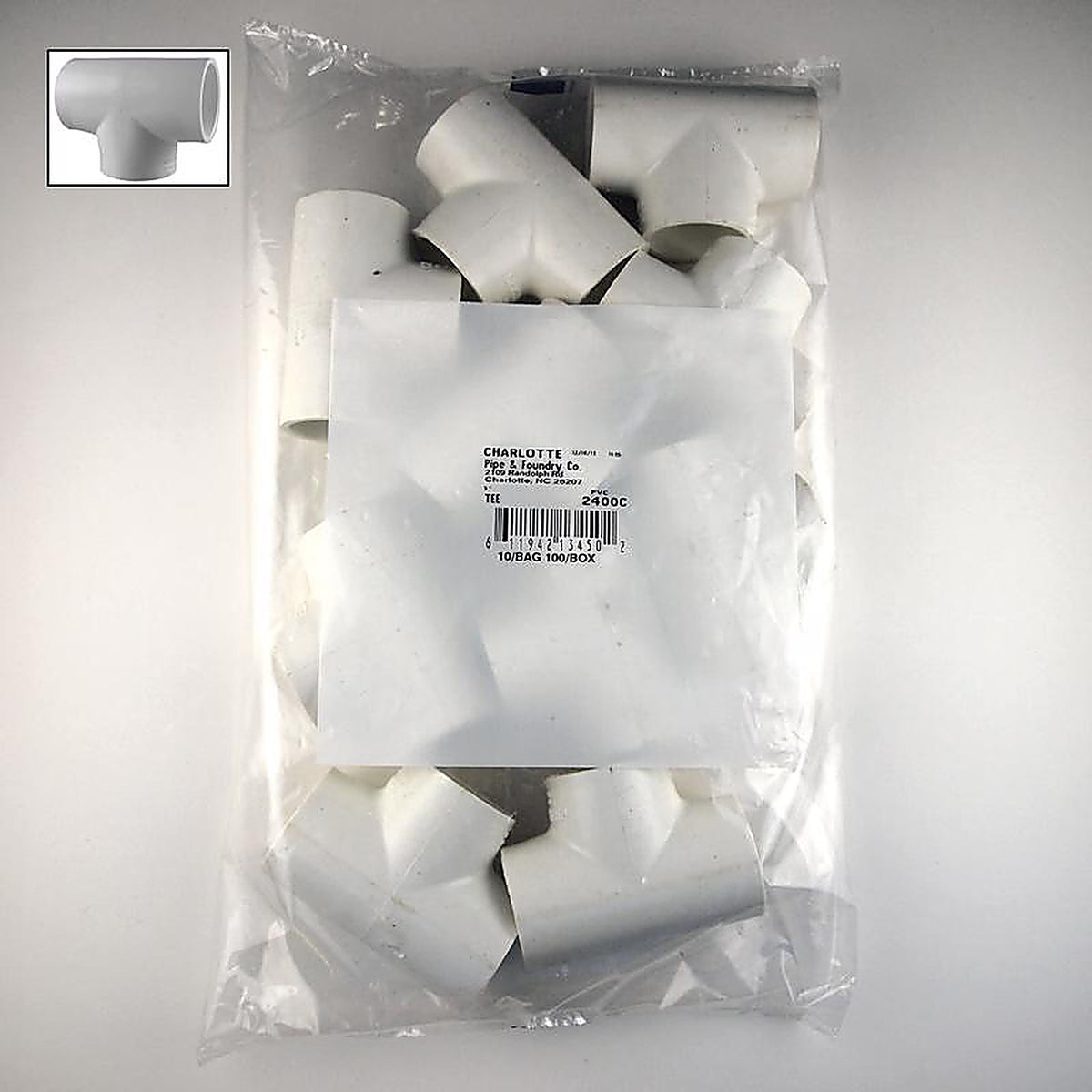 Charlotte Pipe - PVC02400C1000 - 1 in. Slip x 1 in. Dia. Slip PVC Tee