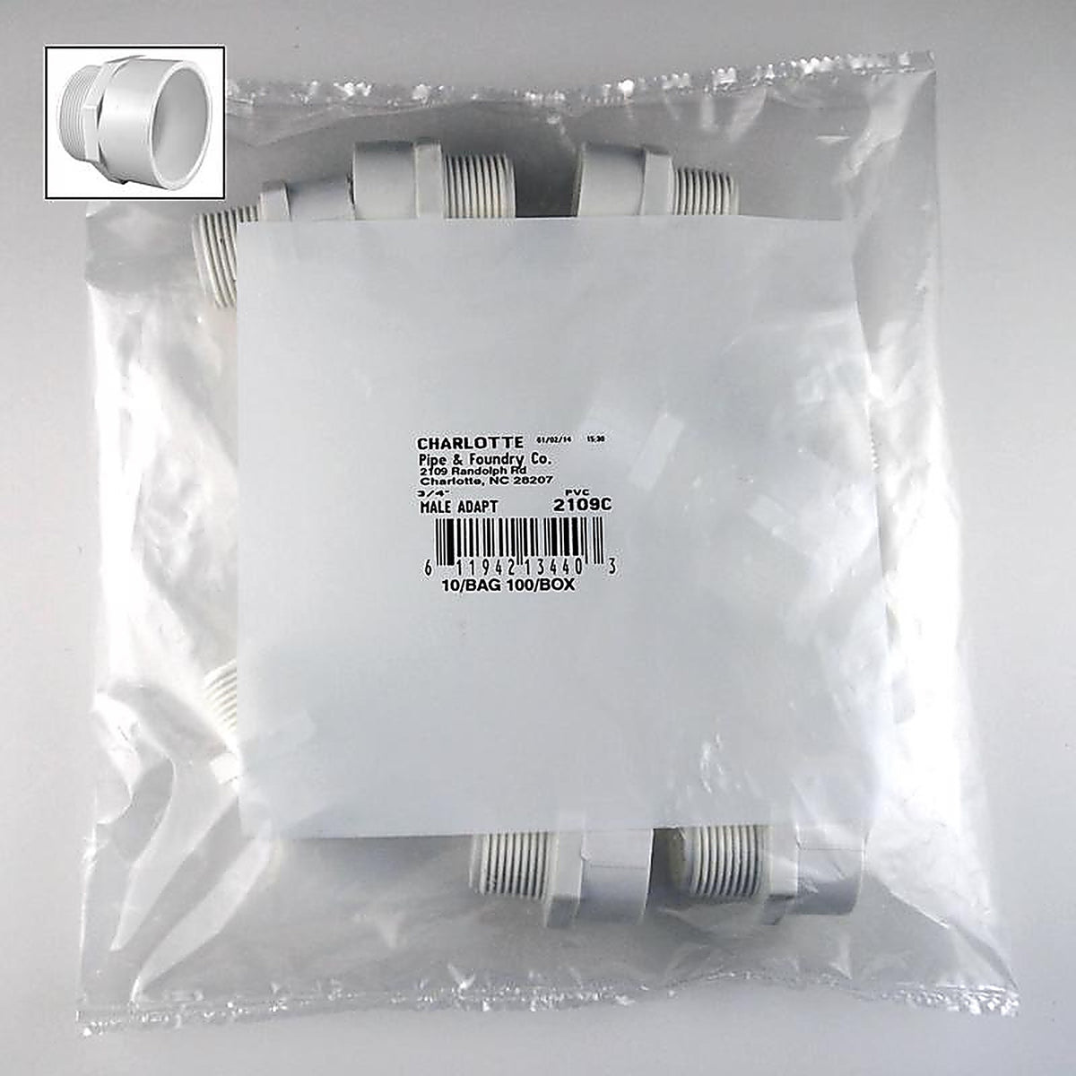 Charlotte Pipe - PVC02109C0800 - Schedule 40 3/4 in. Slip x 3/4 in. Dia. MPT PVC Adapter