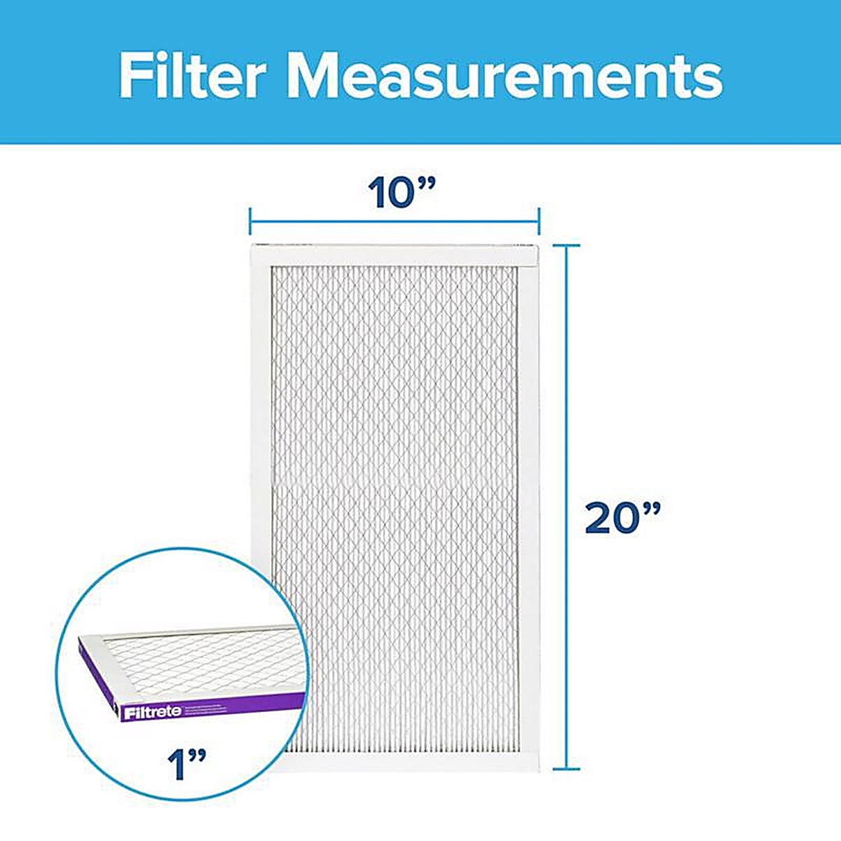 3M - 2007DC-4 - Filtrete 10 in. W X 20 in. H X 1 in. D 12 MERV Pleated Allergen Air Filter 1 pk