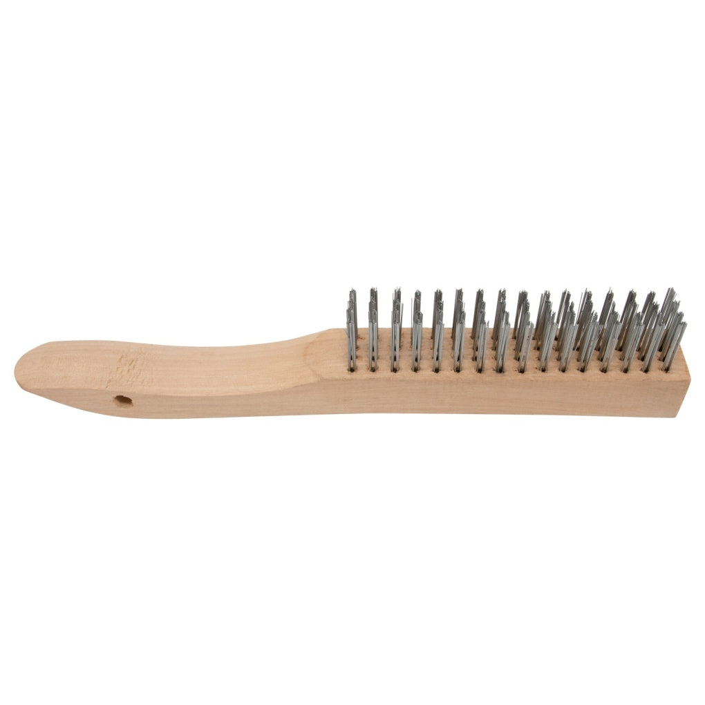 AES|4416|Shoe Handle Wire Brush, 10 - 1/2 in L x 1 in W, Steel Bristles, Wood Handle