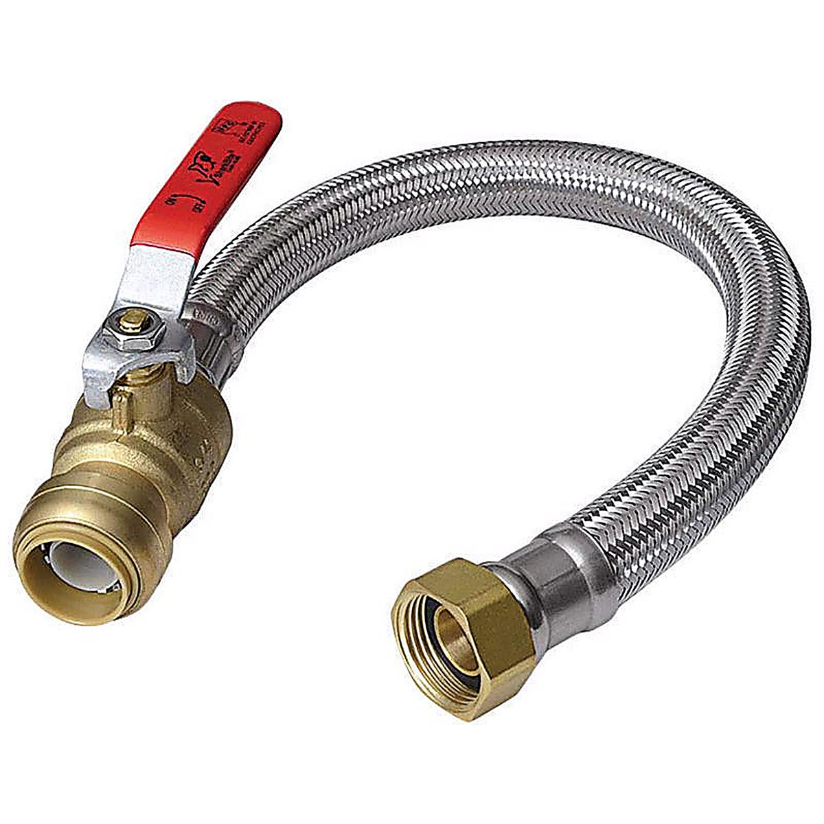 SharkBite - UR3068FX18BV - 1/2 in. Push Fit X 3/4 in. D FIP 18 in. Stainless Steel Water Heater Connector with Ball V
