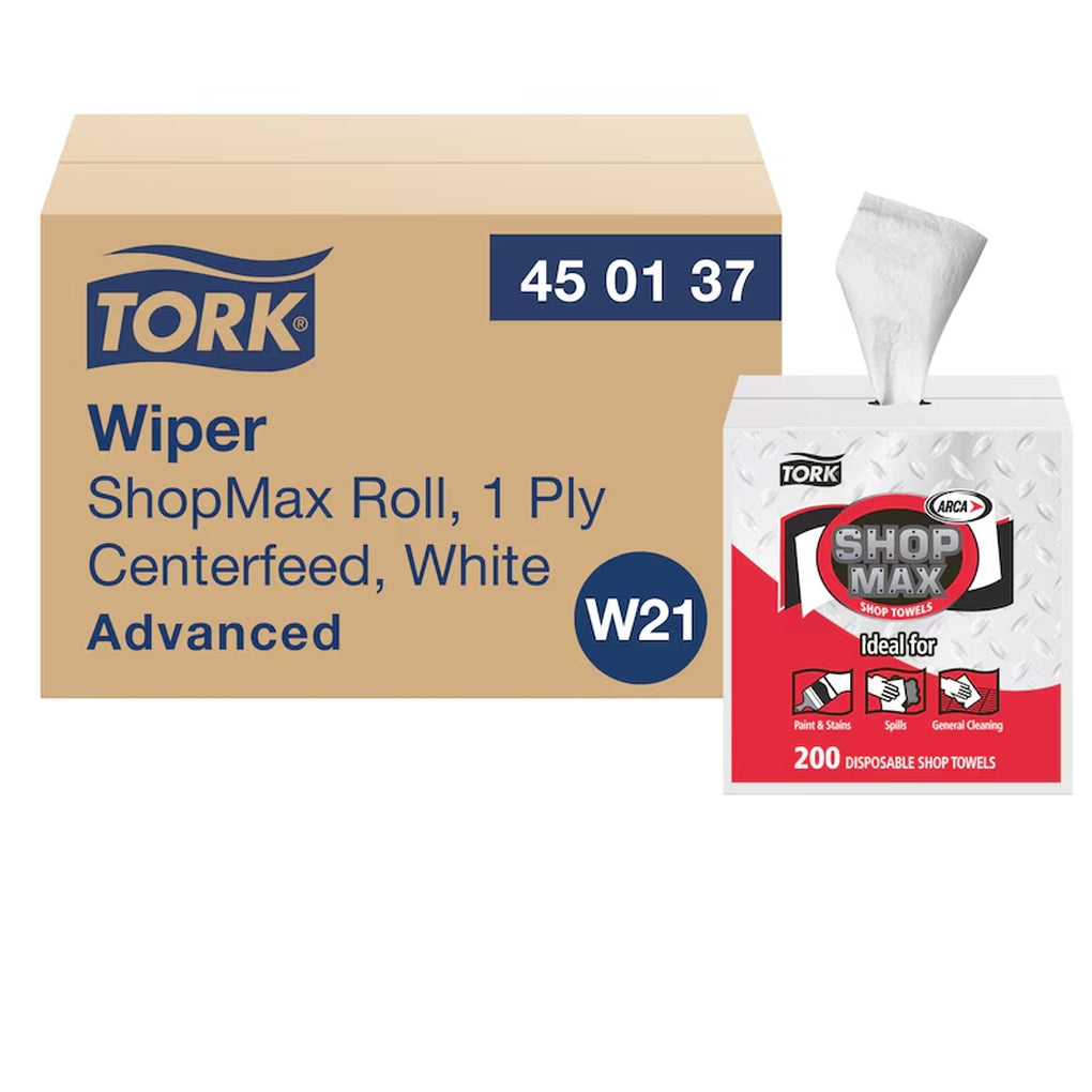 Tork - 450137 - ShopMax Centerfeed Wiper, 216.67 ft L x 9 in W, 200, White, 1 Plys
