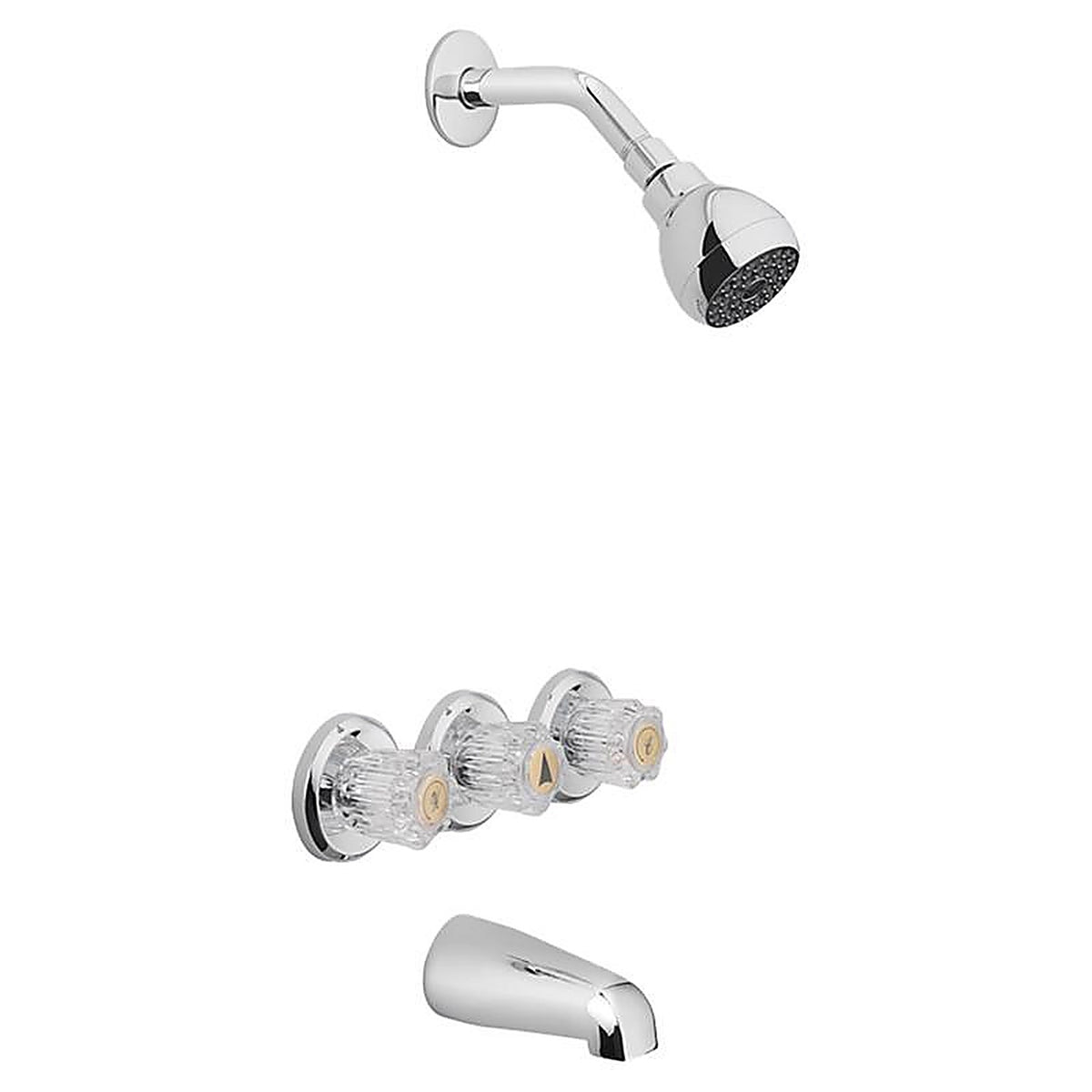 OakBrook - 834X-0001 - Essentials 3-Handle Chrome Tub and Shower Faucet