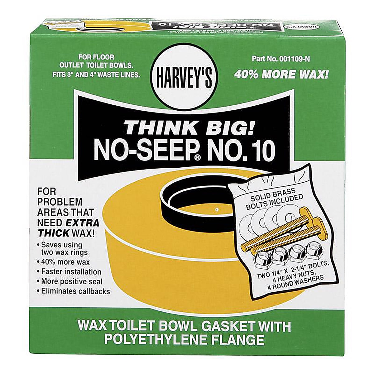 Oatey - 001109-N - Harveys Toilet Bowl Gasket with Wax & Flange Polyethylene #10