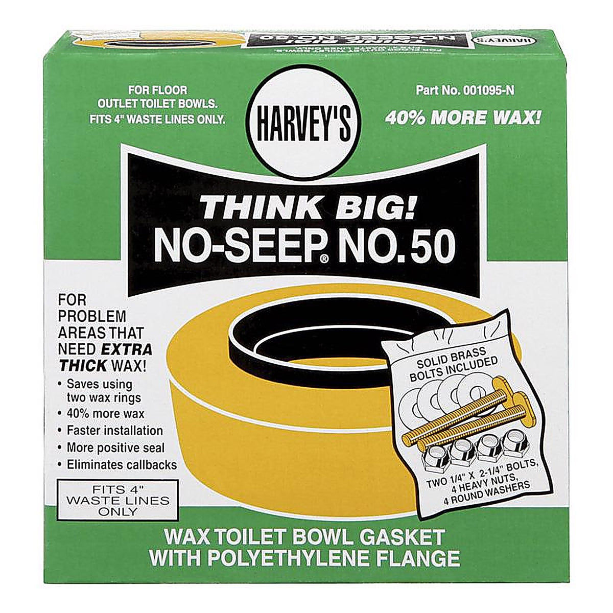 Oatey - 001095-N - Harveys Toilet Bowl Gasket with Wax & Flange Polyethylene #50