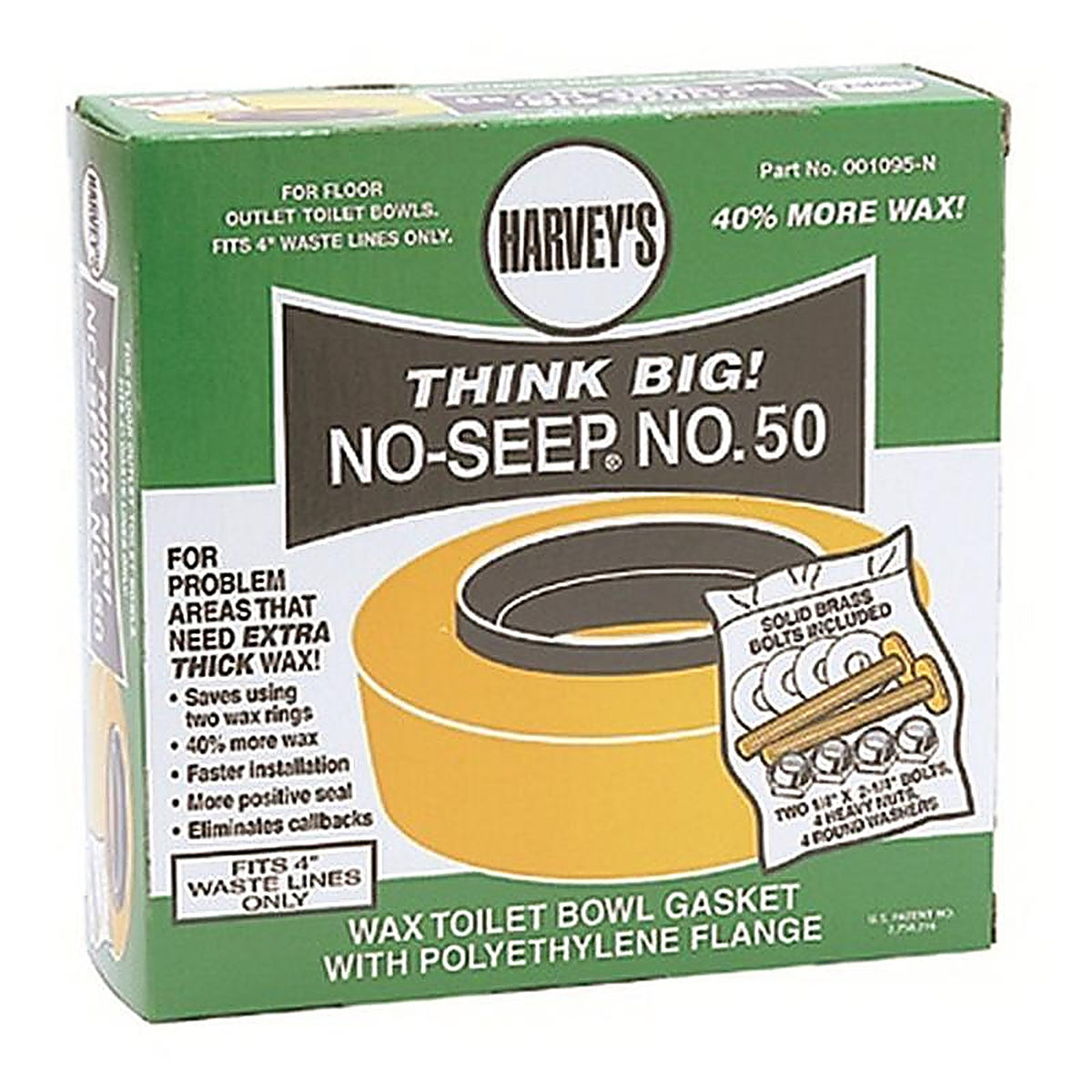 Oatey - 001095-N - Harveys Toilet Bowl Gasket with Wax & Flange Polyethylene #50
