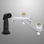 Home Plus - 8238CP - Two Handle Chrome Kitchen Faucet Side Sprayer Included