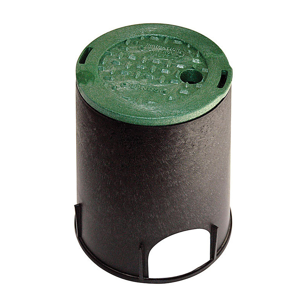NDS - 107BC - 8-3/8 inch W x 9-1/16 inch H Round Valve Box with Overlapping Cover Black/Green