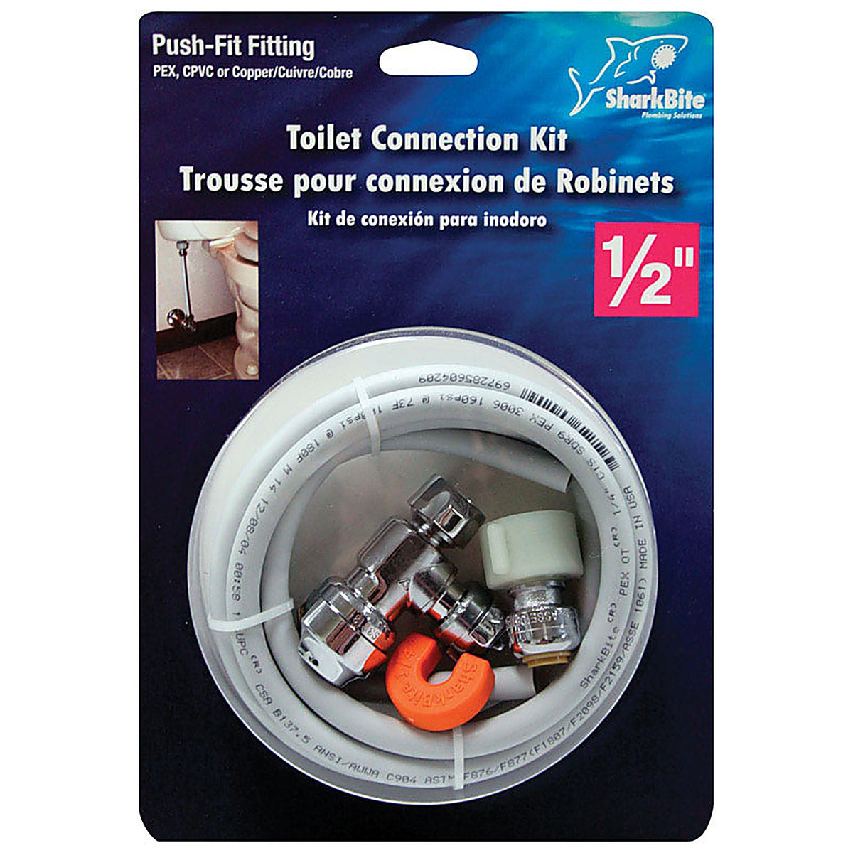 SharkBite - 25088 - 1/2 in. Push Fit x 1/4 Dia. Push to Fit 60 in. Stainless Steel Installation Kit