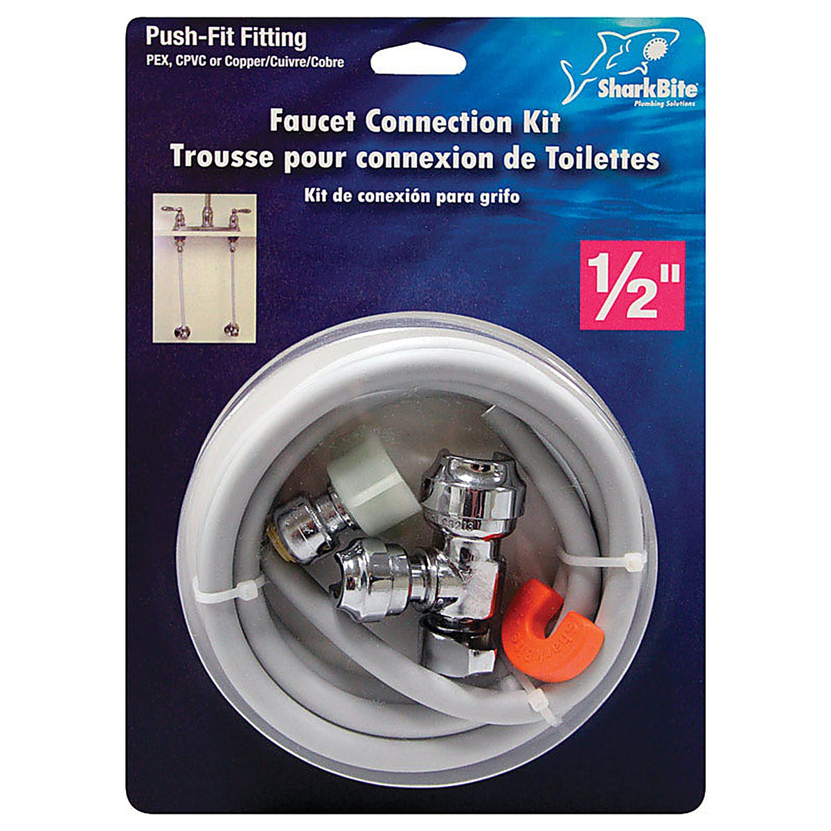 SharkBite - 25087 - 1/2 in. Push Fit x 1/4 Dia. Push to Fit 10 ft. Stainless Steel Installation Kit