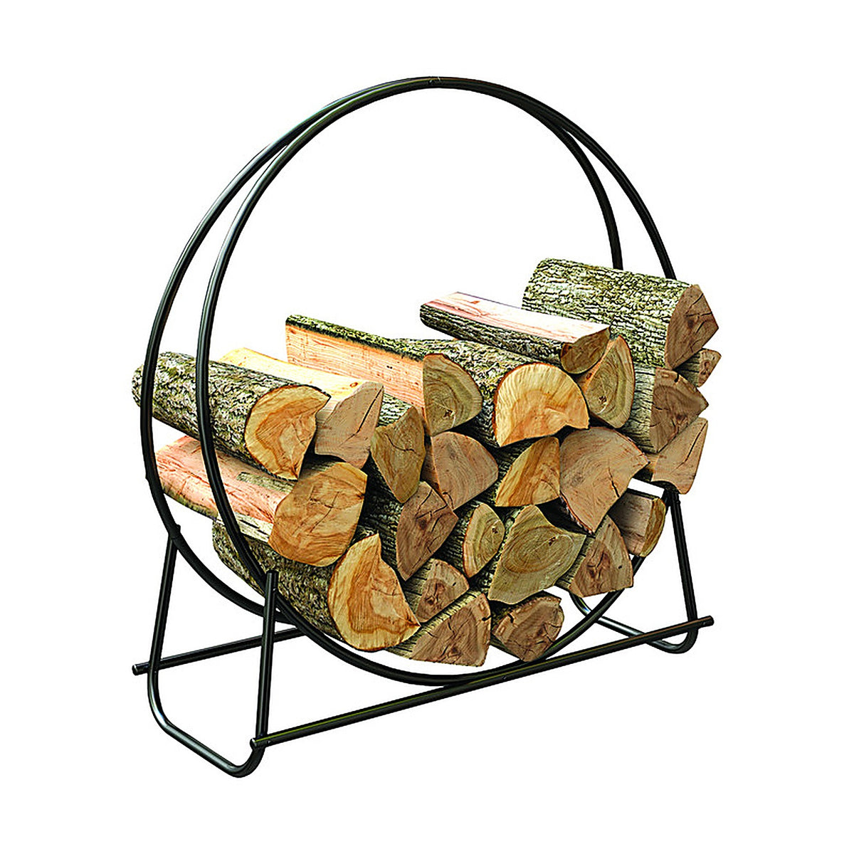 Panacea - 15209 - Black Powder Coated Steel Log Hoop Rack