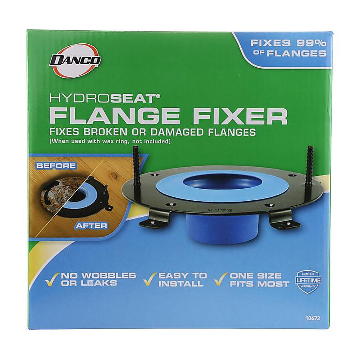 Danco - 9D0010672X - HydroSeat Toilet Flange Repair Ring Black/Blue Plastic/Stainless Steel