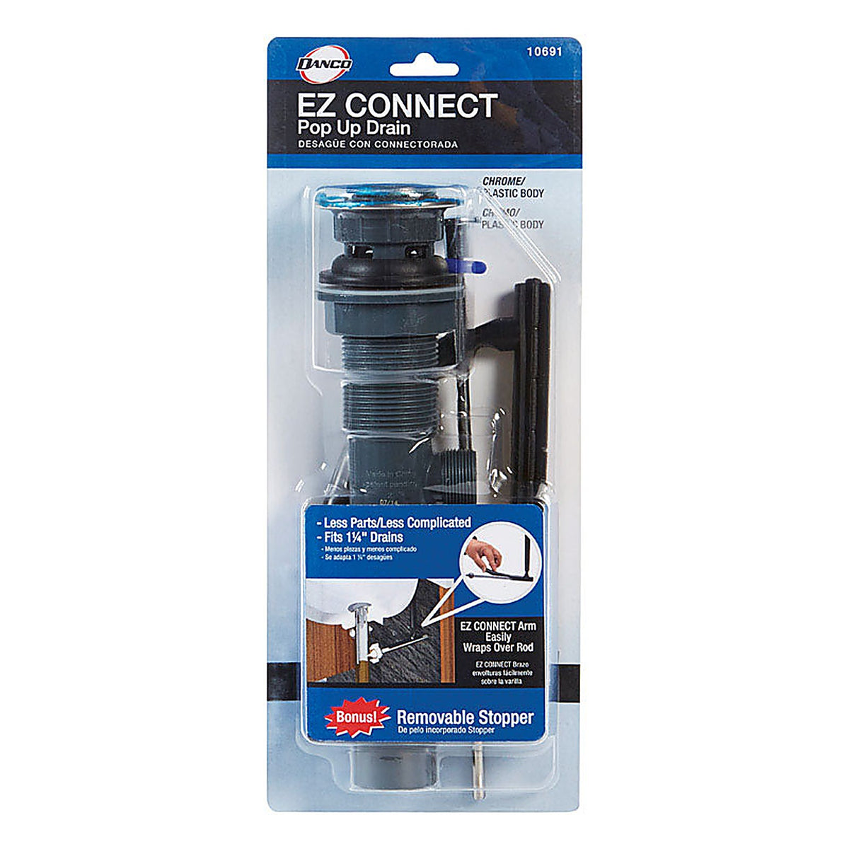 Danco - 9D0010691X - EZ Connect 1-1/4 in. D Chrome Plastic Pop-Up Lavatory Drain