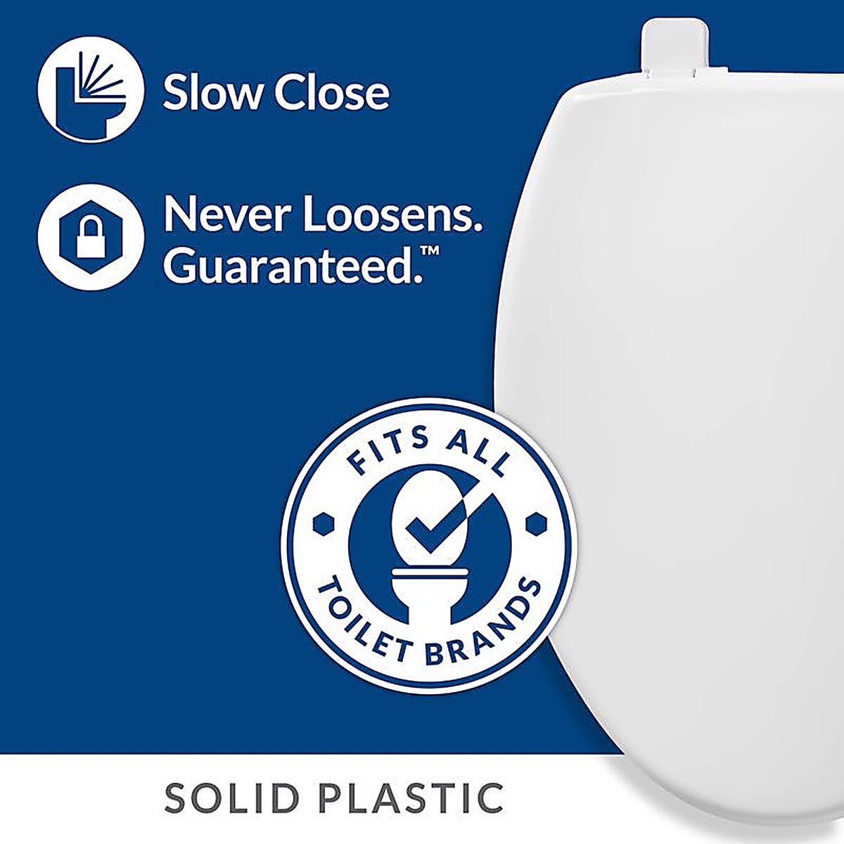 Bemis - 180SLOW-000 - Mayfair Slow Close Elongated White Plastic Toilet Seat