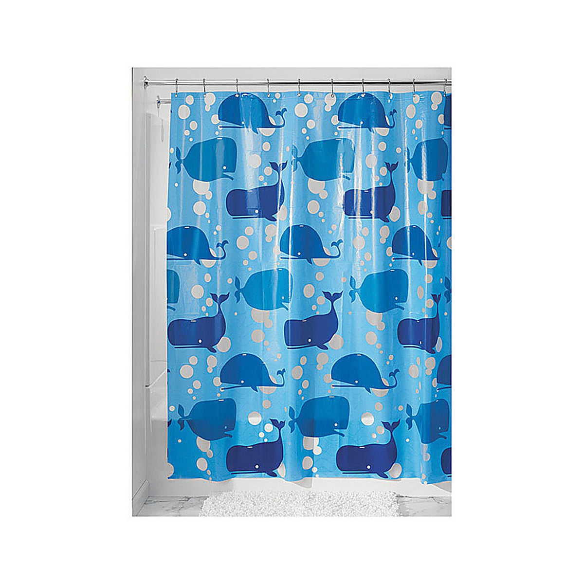 InterDesign - 32580 - 72 in. H x 72 in. W Blue Moby Shower Curtain Polyethylene