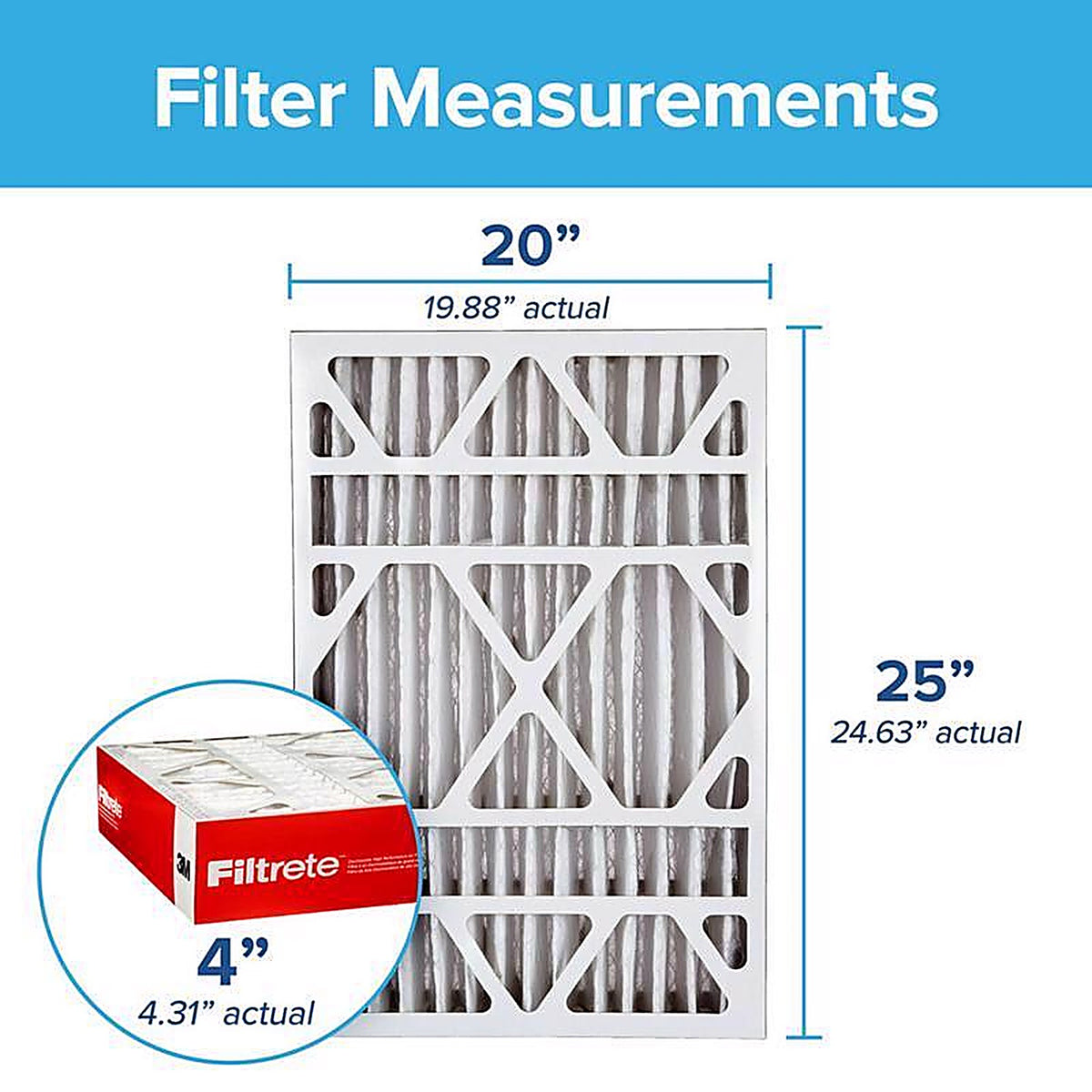 3M - NADP03-2PK-1E - Filtrete 20 in. W X 25 in. H X 4 in. D Pleated 11 MERV Pleated Allergen Air Filter 2 pk