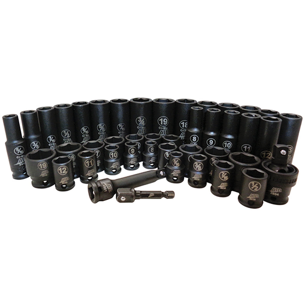 ATD - 4601A - 43 Pc. 3/8 in Drive 6 Point SAE and Metric Standard and Deep Impact Socket Set