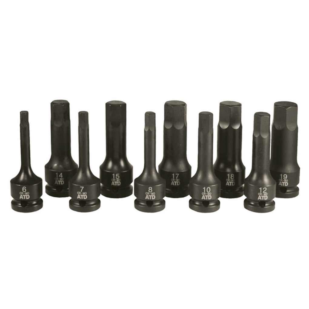 ATD - 4605 - 10 Pc. 1/2 in Drive Metric Impact Hex Driver Set