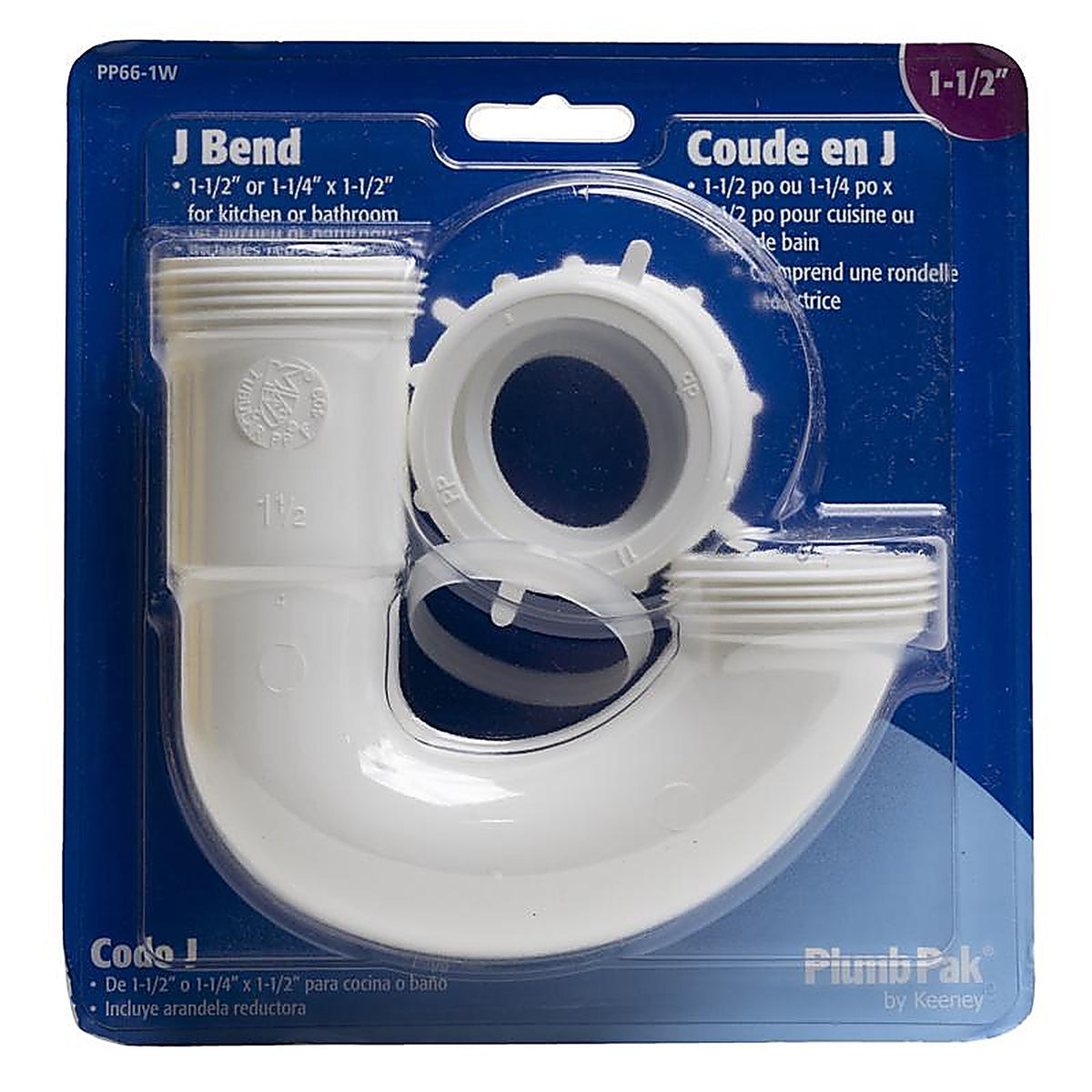 Plumb Pak - PP66-1W - 1-1/2 in. D Plastic J-Bend