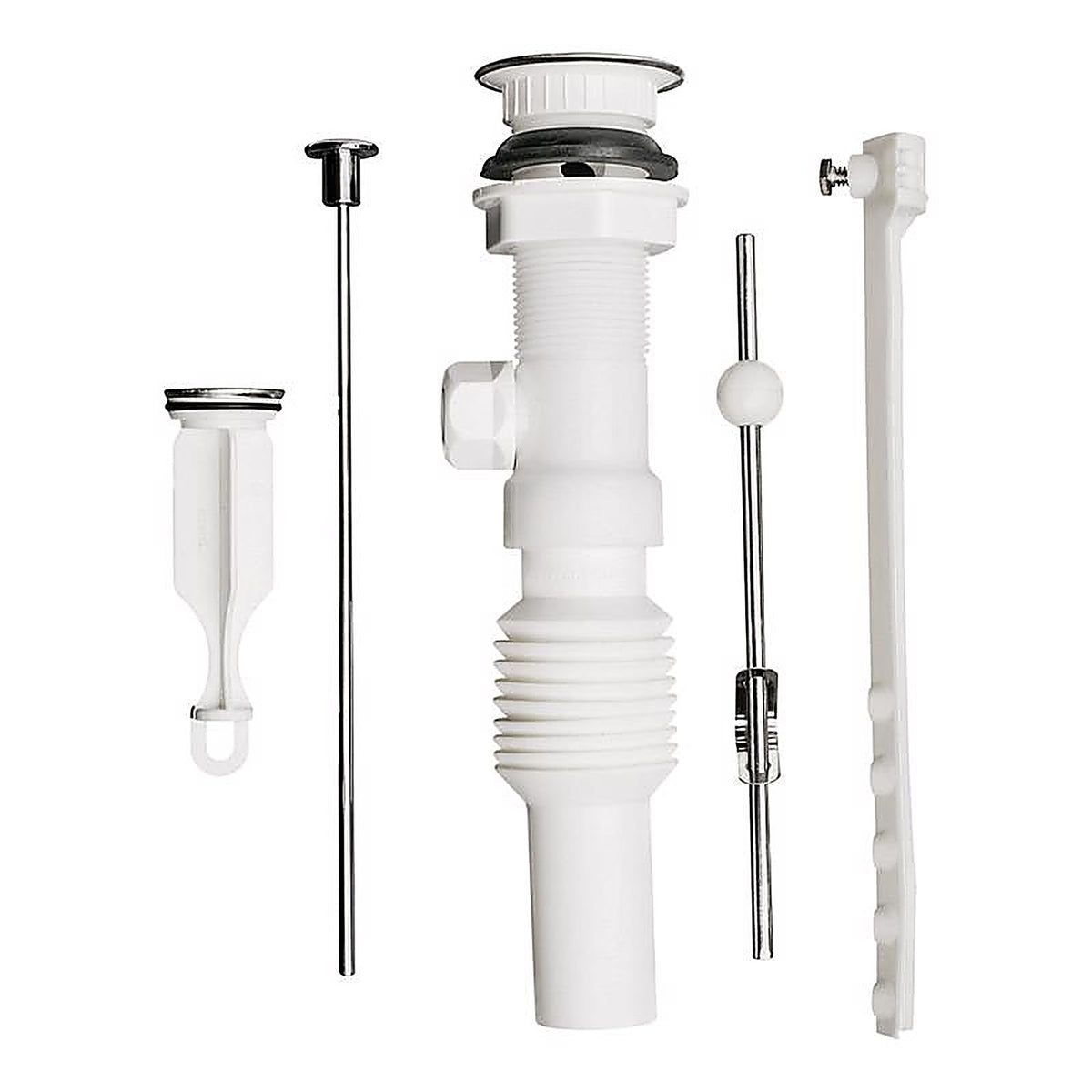 Plumb Pak - PP812-70 - Flex N Fix 1-1/4 in. D Chrome Plastic Pop-Up Lavatory Drain