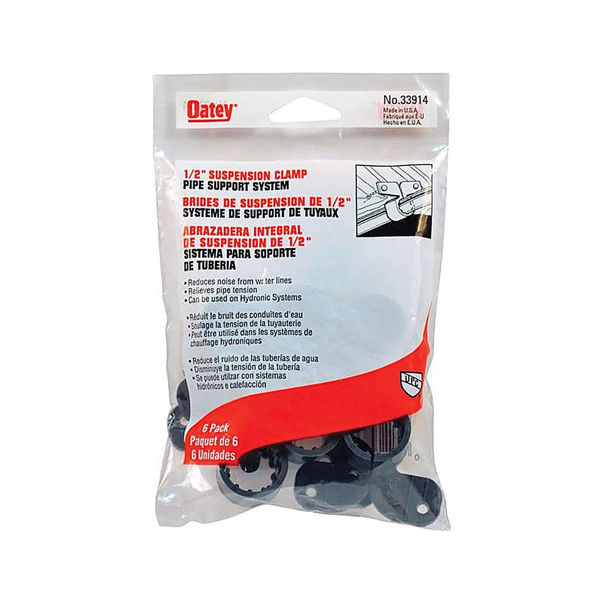Oatey - 33914 - 1/2 in. Gray Polypropylene Suspension Pipe Clamps