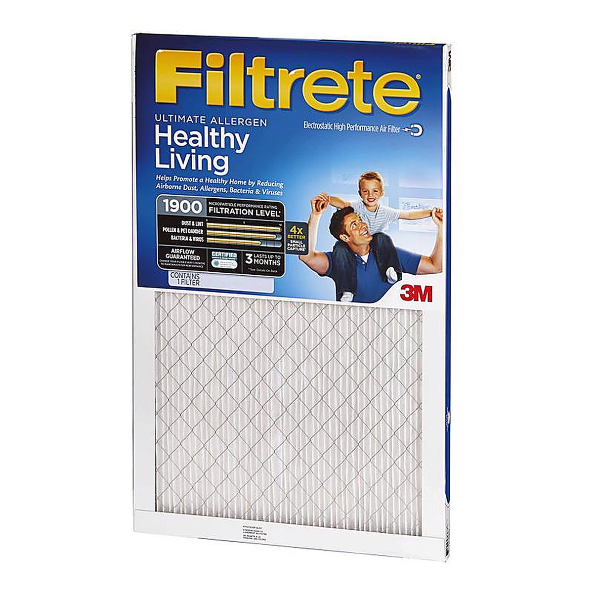 3M - UA12DC-4 - Filtrete 24 in. W X 24 in. H X 1 in. D Fiberglass 13 MERV Pleated Allergen Air Filter 1 pk