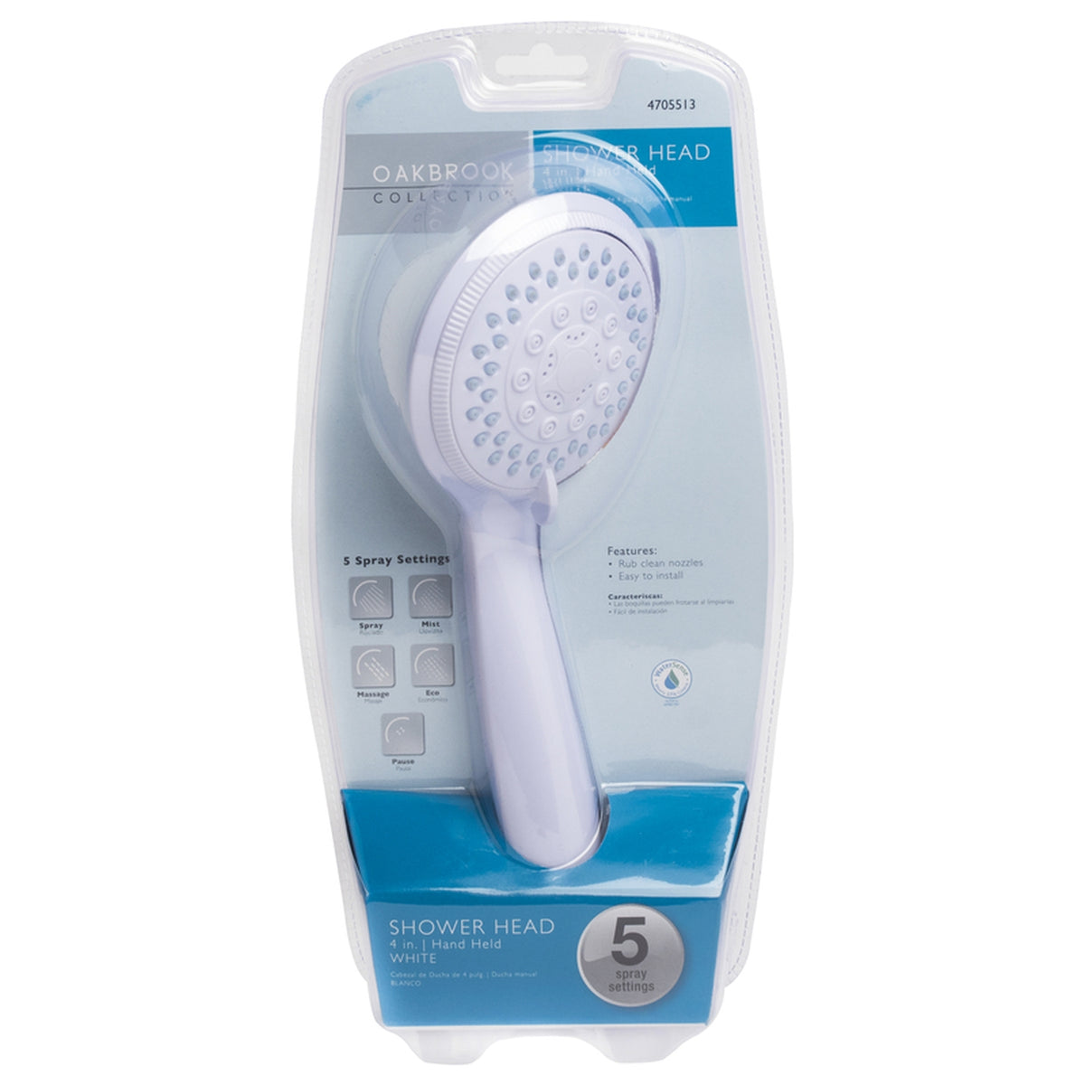 OakBrook - 520A5147WT-WS - White PVC 5 settings Handheld Showerhead 1.8 gal.