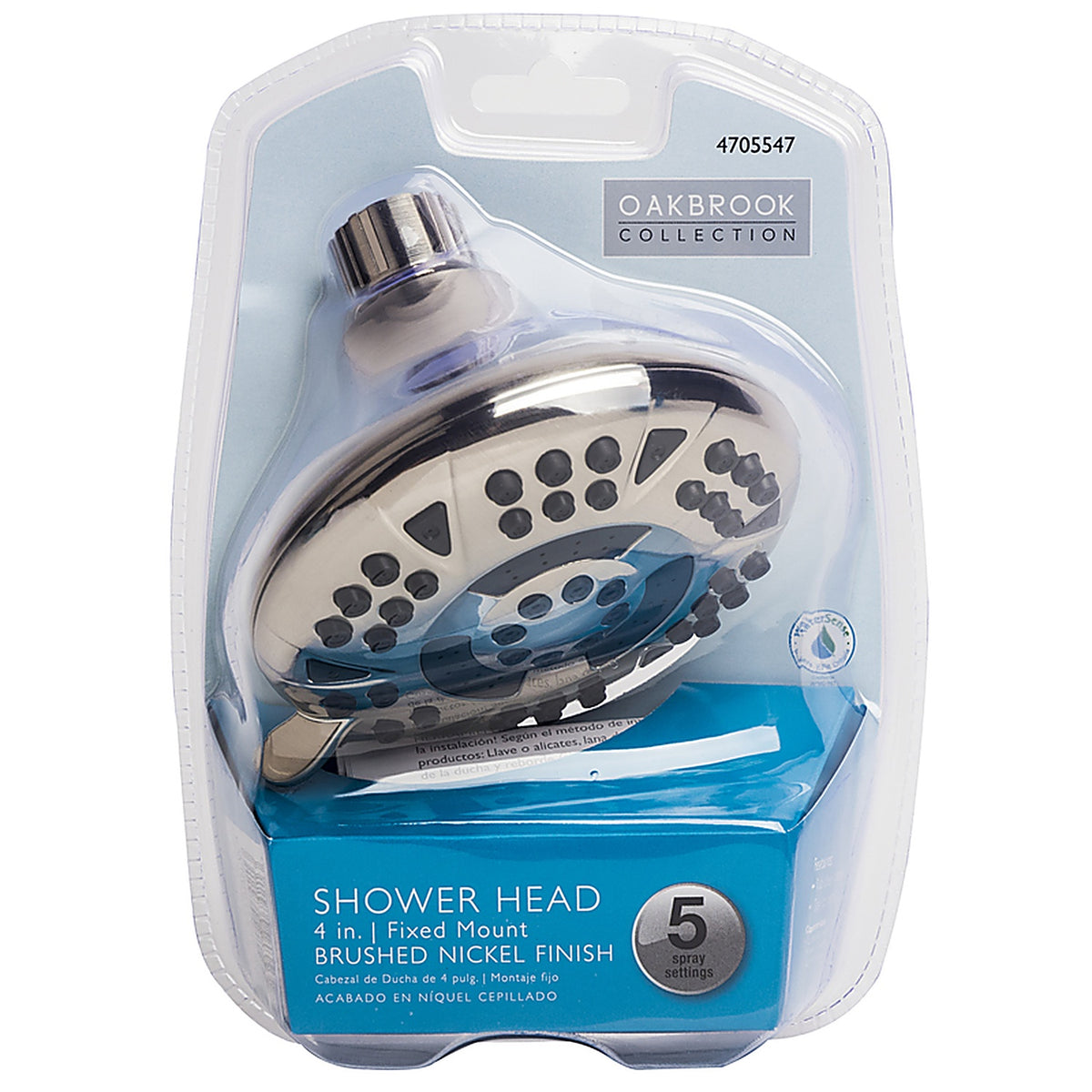 OakBrook - 520A5341BBN-WS - Brushed Nickel PVC 5 settings Wallmount Showerhead 1.8 gal.