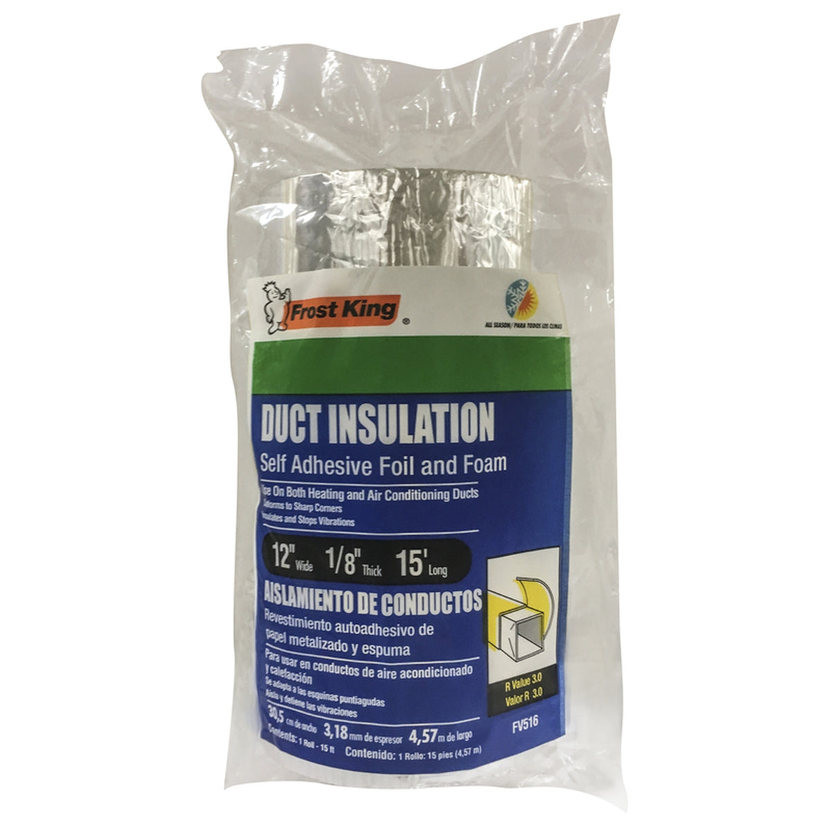 Frost King - FV516 - 15 ft. L Fiberglass/Foil Duct Insulation
