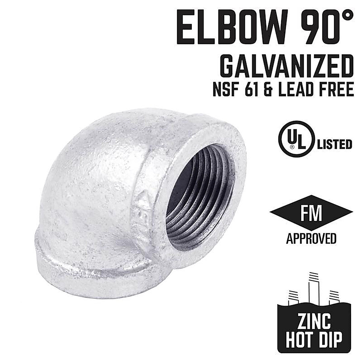 STZ Industries - 311UE90-2 - 2 in. FIP each X 2 in. D FIP Galvanized Malleable Iron 90 Degree Elbow