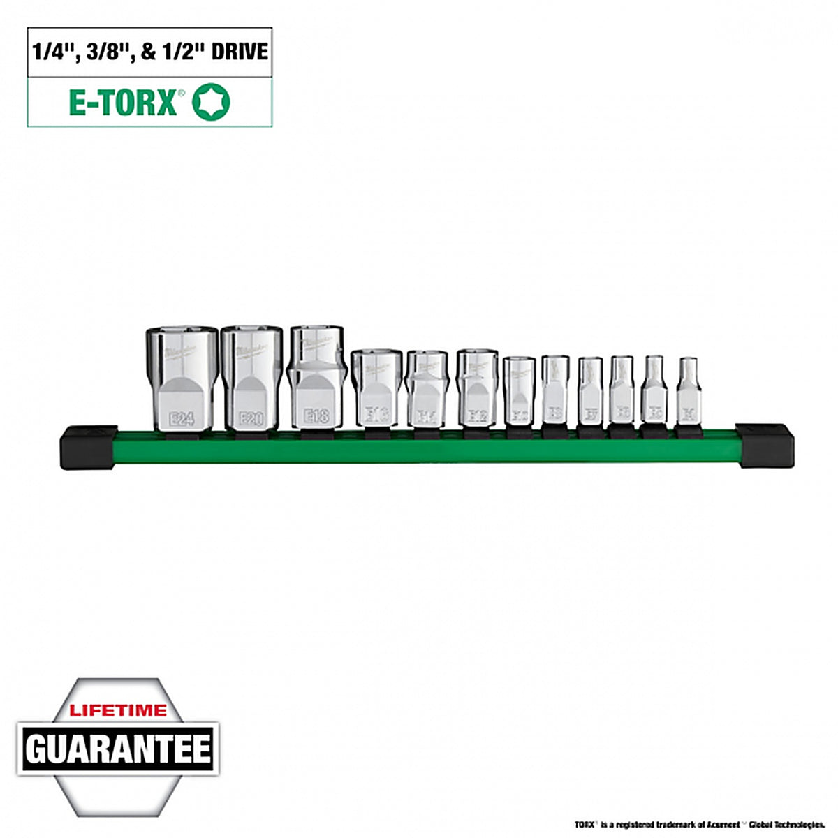 Milwaukee - 48-22-9570 - 12Pc 1/4 Inch, 3/8 Inch, and 1/2 Inch Drive External Torx Socket Set