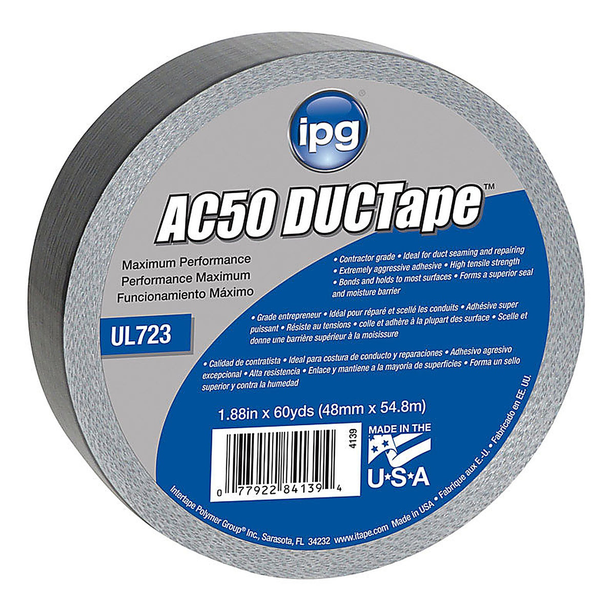 IPG - 4139 - 1.88 in. W X 60 yd L Silver Duct Tape