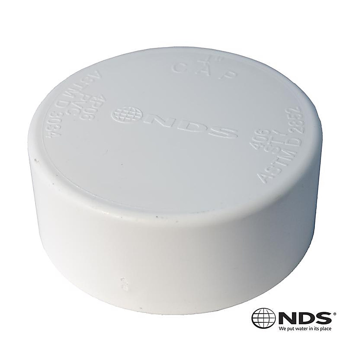 NDS - 4P06 - Schedule 35 4 in. Hub each X 4 in. D Hub PVC Drain Cap