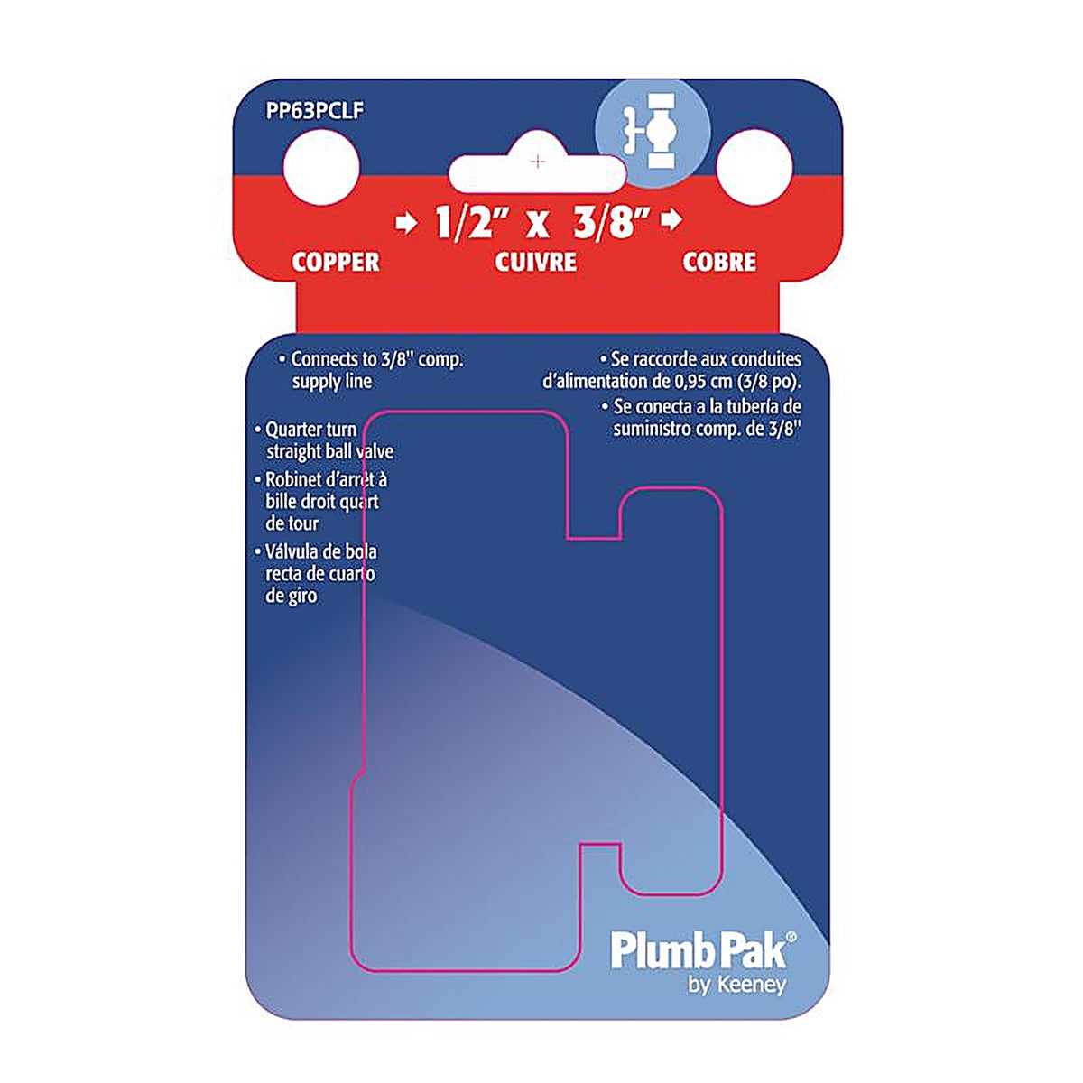 Plumb Pak - PP63PCLF - 5/8 in. Compression X 3/8 in. Compression Brass Straight Valve