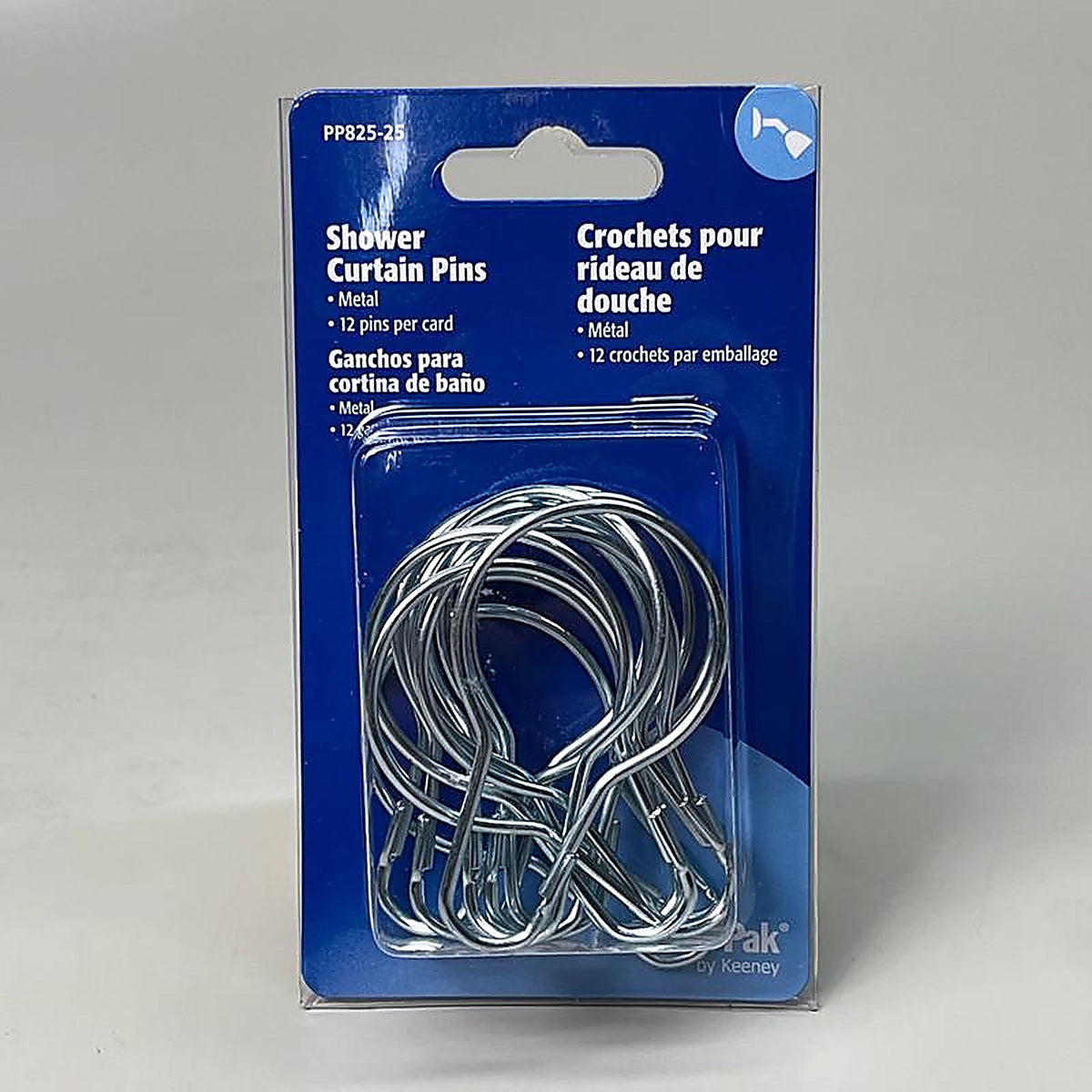 Plumb Pak - PP825-25 - Bright Plated Steel Shower Curtain Pins 12 pk