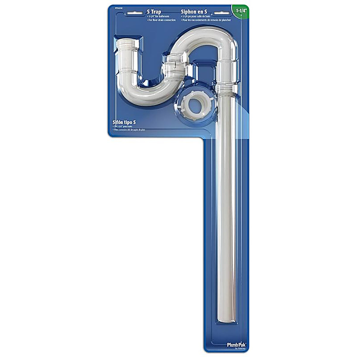 Plumb Pak - PP943W - 1-1/4 in. Dia. x 20.5 in. L Plastic S-Trap