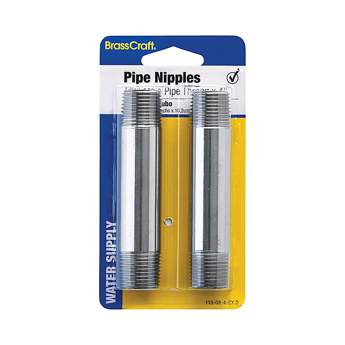 BrassCraft - 113-08-4-CX D - 1/2 in. MIP pc Brass Nipple 4 in. L
