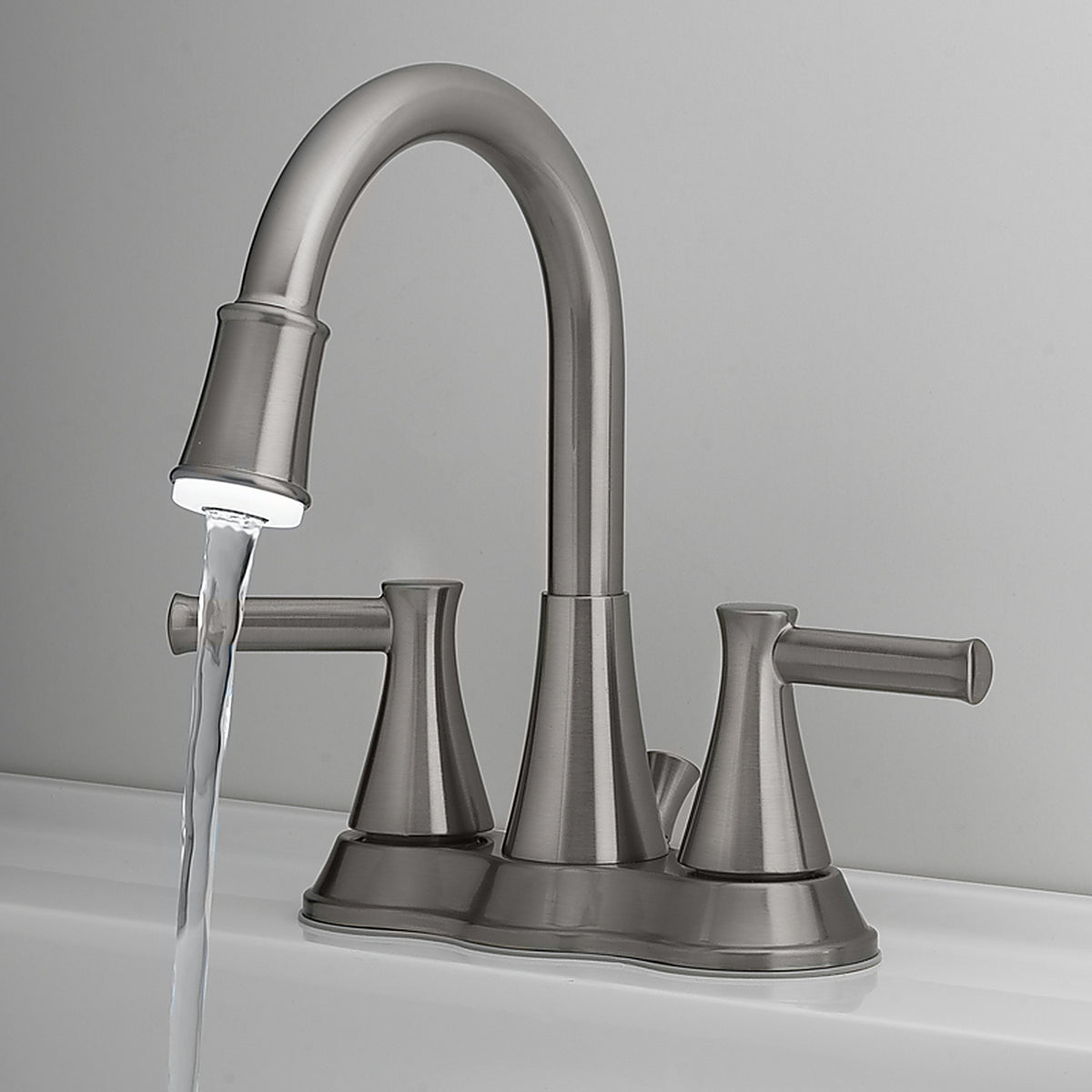 OakBrook - 67513W-6104 - Doria Brushed Nickel Two Handle LED Lavatory Pop-Up Faucet 4 in.