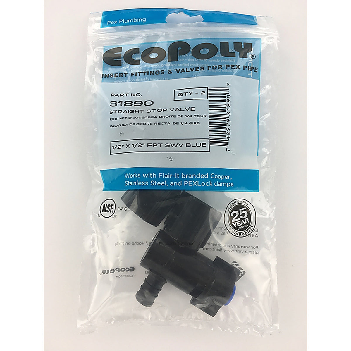 Flair-It - 31890 - Ecopoly 1/2 in. PEX Barb x 1/2 in. Dia. FPT Swivel Valve
