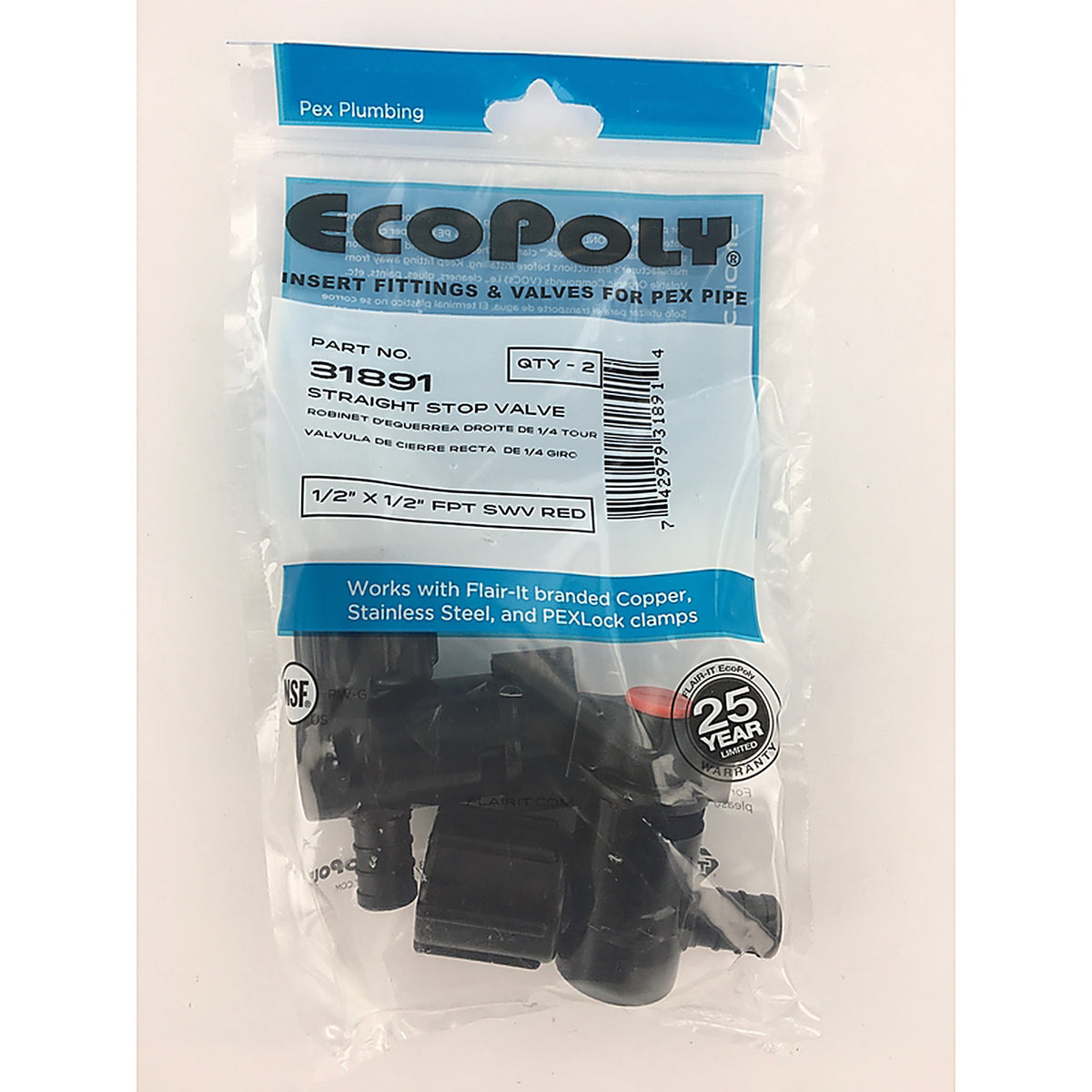 Flair-It - 31891 - Ecopoly 1/2 in. PEX Barb x 1/2 in. Dia. FPT Swivel Valve