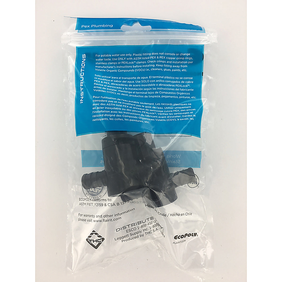 Flair-It - 31914 - Ecopoly 1/2 in. Crimp x 1/2 in. Dia. Crimp Center Drain Valve