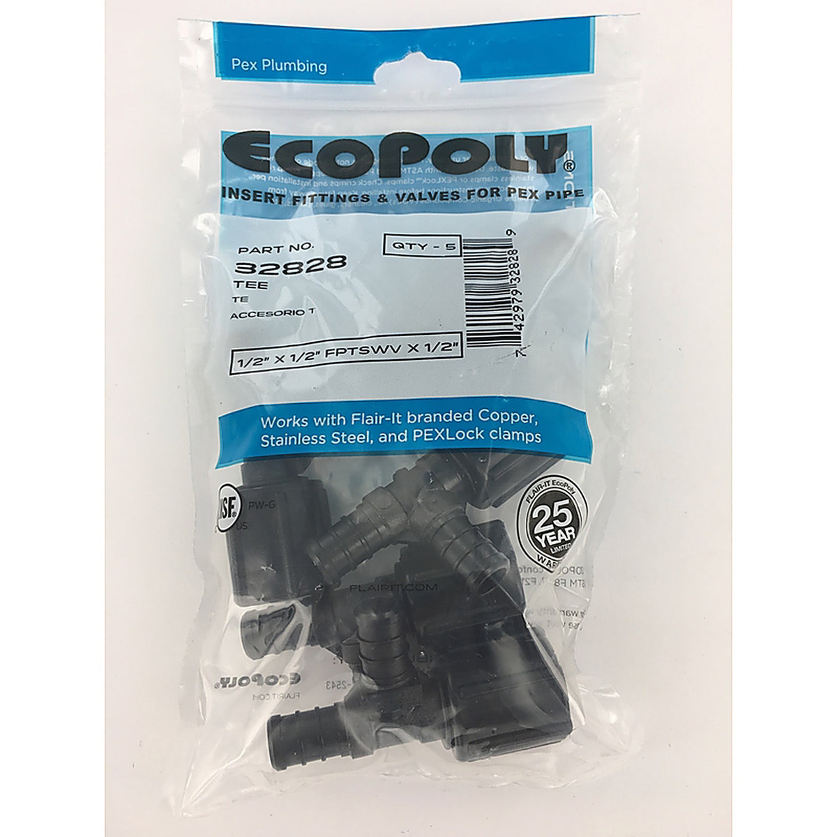 Flair-It - 32828 - Ecopoly 1/2 in. PEX Barb x 1/2 in. Dia. FPT Tee