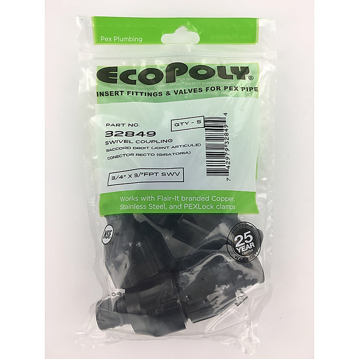 Flair-It - 32849 - Ecopoly 3/4 in. PEX x 3/4 in. Dia. FPT Swivel Coupling