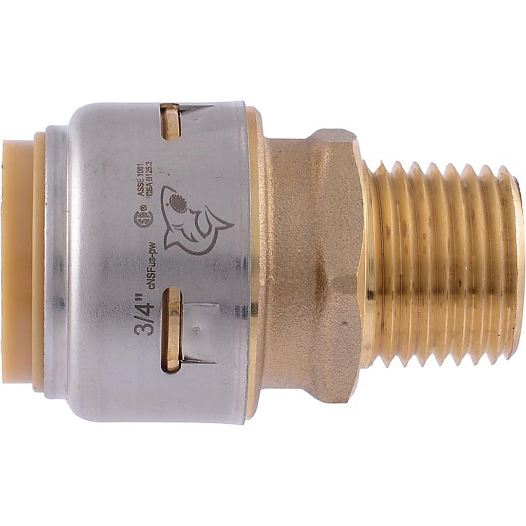 SharkBite - U138LFA - 3/4 in. Push x 1/2 in. Dia. MPT Brass Reducer Connector
