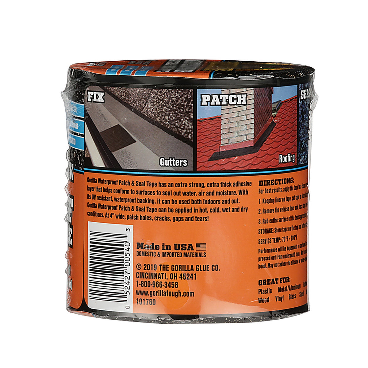 Gorilla - 4612502 - 4 in. W x 10 ft. L Black Waterproof Repair Tape