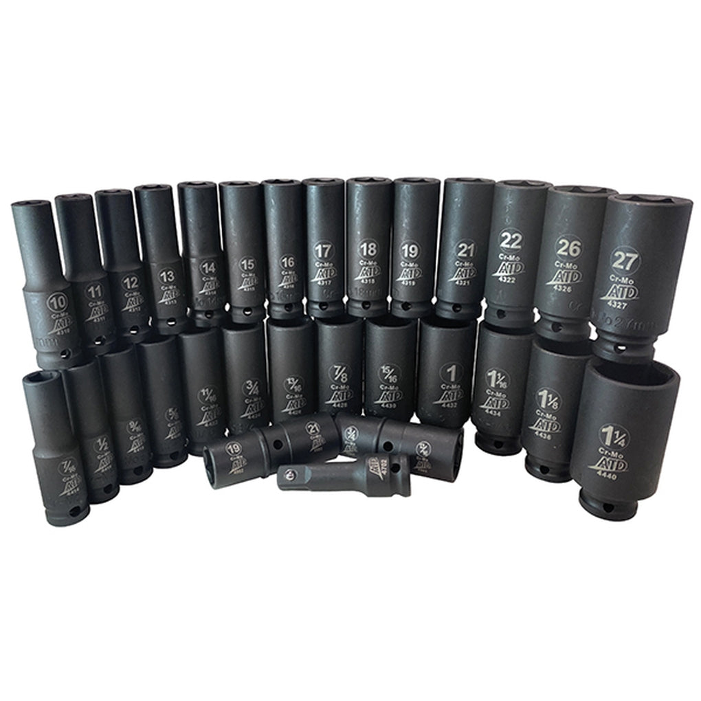 ATD - 4930 - 30-Pc. 1/2IN Drive 6 Point SAE and Metric Deep Impact Socket Set