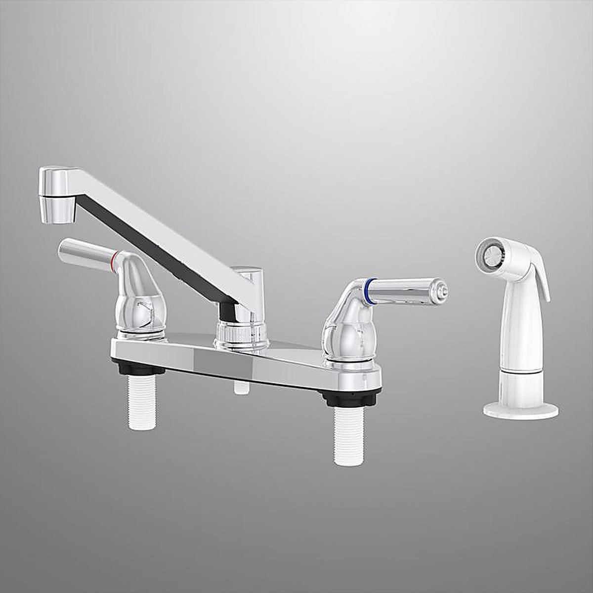Home Plus - 1815-30CP-N - Two Handle Chrome Kitchen Faucet Side Sprayer Included