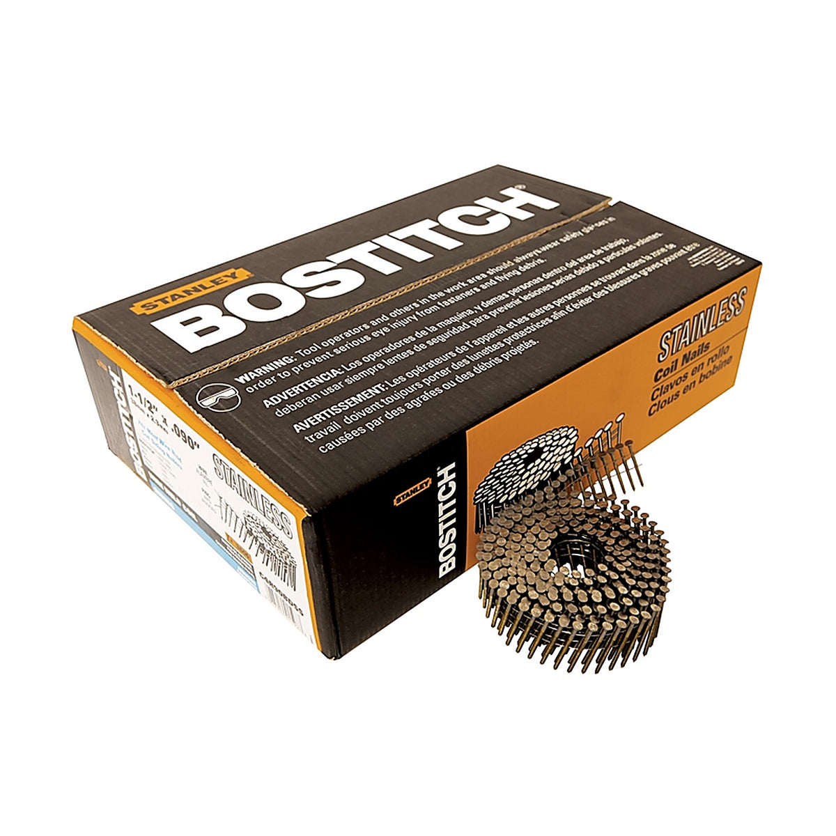 Bostitch - C4R90BDSS - 1-1/2 in. L X 11 Ga. Wire Coil Stainless Steel Siding Nails 15 deg 3,600 pk